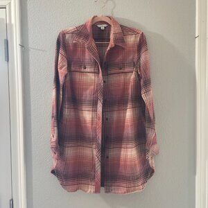 L.L. Bean | Pink/Brown Women's Signature Chamois Tunic Small Regular